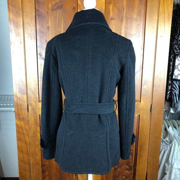 ESPRIT Outwear Black Wool Pea Coat Y2K Whimsigoth Fairy Grunge Timeless - Picture 3 of 17
